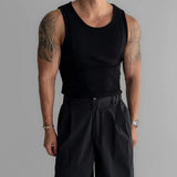 American Vertical Thread Tank Tops Muscle Men's Tight Elastic Sleeveless T-shirt Splicing Lines Thin Quick Drying Fitness Vest