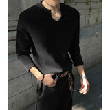 Mens Slim Fit Long Sleeve V-Neck T-Shirt Solid Color Spring  Casual Basic Top  Plain Tee Shirt Breathable Comfort Stretch Soft