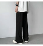 Summer Casual Pants Men Fashion Pleated Pants Men Japanese Streetwear Loose Wide Leg Pants Mens Baggy Ice Silk Trousers M-3XL