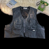 American Outdoor Multi-function Short Vest Jacket Basic Commuting Versatile Vest Cityboy Workwear Waistcoat Aesthetic Urban Chic