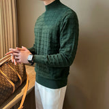 New Luxury Jacquard Men Sweater  Casual British Style Slim-fit Knitted Long Sleeve Pullover Fashion Leisure Basic Knitwear M-3XL