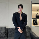 New Men's Casual Blouse Long sleeve t Shirt Tops trend slim fit Tee Shirt button-down Spring Autumn Yoga Shirts