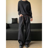 Baggy Jeans Men Distressed Wash Cargo Trousers Streetwear Wide Leg Drop Croch Hip Hop Joggers with Big Pockets for Teen Boys