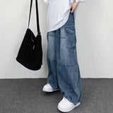 New Men Wide leg Jeans Fashion Unisex Casual Large Pocket Pants High Street Hip Hop Four Seasons Comfortable Long Trousers