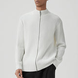 New Korean Fashion Men Cardigan Jacket Light Luxury Trendy Turtleneck Knit Zip-up Long Sleeve Sweater Coat High Quality Knitwear