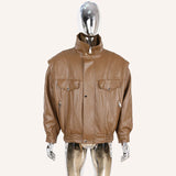 Autumn Winter Waterproof Windproof Oversized Thickened Warm Black Faux Leather Jacket Men Zip Up Casual Cool Fashion