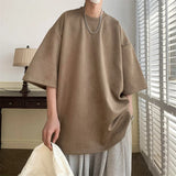 Oversized Solid Color T-shirt 9 Colors Men Summer New Half Sleeve Hip Hop Drop Shoulder Casual Tshirt Fashions Harajuku Tee Tops