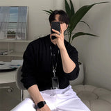 Korean Fashion Jacquarded Sweater Men's Light Luxury Polo Neck Knitted Pullover Leisure Vintage Solid Color Long Sleeve Knitwear