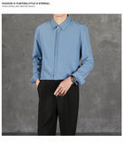 New Naples Business Men Shirts Light Luxury Textured Lapel Striped Long Sleeve Cardigan Leisure Premium Commuter Blouse S-4XL