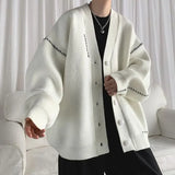 Knitted Cardigan Male Solid Color No Hoodie Long Sleeve Men's Sweaters Open Cable Designer Top Casual Jackets Y2k Vintage Woven