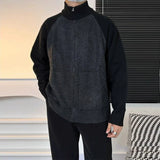 Autumn Men's Zipper Cardigan Jacket Casual Patchwork Stand Collar Long Sleeve Sweater Korean Premium Quality Knitted Outerwear