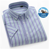Brand Summer Shirts for Men 100% Cotton Short Sleeves Striped Shirts Man Casual Blusas Man Trending Products