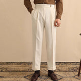 New Business Men Luxury Dropping Suit Pants Casual Solid Color Premium Dress Pants Commercial Parisian Button-down Style Trouser