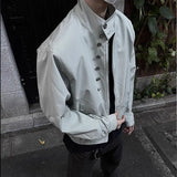 American Retro Multi-button Stand Collar Design Jacket Men Korean Hip Hop Coat High Street Hip-hop Solid Color Classic Jacket