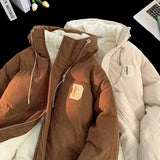 autumn and winter street fashion corduroy thick jacket for men and women couple personalized loose retro casual Harajuku