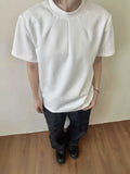 Simple Men's Casual Tees Round Neck Solid Color Menswear New Short Sleeved Loose Male T-shirts Cleanfit Menswear