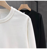 Simple Design Sense White Sweatshirt Men's Trendy Round Neck Bottoming Shirt 2025 Spring Autumn Handsome Men's Hot Top Urban