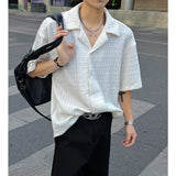 Mens Loose Fit Suit Collar Shirt Cool Comfort Advanced Fabric Summer Casual Trendy Breathable Stylish Modern Streetwear Design