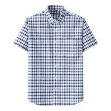 Brand Summer Plaid Short Sleeves Checked Shirts for Man 100% Cotton Business Office Oxford Shirts Men Big Size