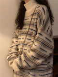 American autumn and winter street fashion individual round neck sweater for couples loose retro casual knitted Harajuku top y2k