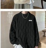 Autumn and winter high street men and women Korean style trend lazy style round neck sweater couple loose retro casual knitted