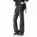 Summer New Fashion Men's Jeans Lightning Pattern Male Straight Male Denim Pants 2025 Casual Men Clothing Trend