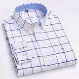 Men's Classic Plaid Oxford Long Sleeve Shirts Pocket 100% Cotton Business Casual Formal Standard Fit Workwear Button Down Shirts