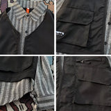 2 Pcs Shirts Men Japanese Style Vintage Striped Tops Casual Unisex Harajuku Cozy Fashion Long Sleeve Classic Рубашки Hombre