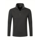 Men's Business Casual Polo Long Sleeve T-shirt spring and autumn Twill jacquard zipper polo shirt Comfortable and Breathable Top