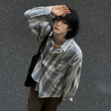 Korean Style Men's Shirt Stripe Casual Lapel Long Sleeved Pocket Contrast Color Single Breasted Male Top New Fashion