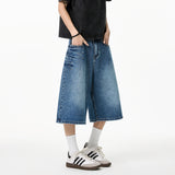 Mens Calf length jeans Loose Fit Summer Studded Rivet Casual Streetwear Lightweight Comfort Cool Trendy Fashion weid leg