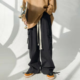 Cotton Casual Pants Men Fashion Black Pocket Cargo Pants Men Japanese Streetwear Hip-hop Loose Wide Leg Pants Mens Trousers