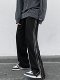 Streetwear Side Split Zipper Loose Casual Straight Pants Men Outdoor Y2k Black Parachute Long Trousers New