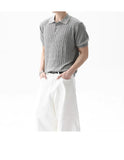 New Trendy Jacquarded Men Polo Shirt Light Luxury Casual Business Solid Color Knitted Short Sleeve T-shirt Fashion Stretchy Tops