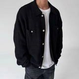 New Japanese Fashion Men Cardigan Jackets Light Luxury Knitted Button-down Long Sleeve Sweater Coat Premium Solid Color Knitwear