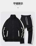 2025 Fall Casual Sports Set men 2 Piece Lapel Jacket Straight Leg Elastic Waist Pants Outdoor Activewear Hoodie Sweatpants