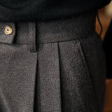 Autumn Winter High-Waisted Woolen Casual Pants For Men Warm Straight-Leg Draped Narrowing Legging Casual Suit Pants