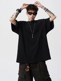 Short-sleeved T-shirt Men Summer High Street Round Neck Pullover Loose Solid Color Top