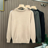 British Retro Men's Knitted Polo Shirt Light Luxury Patchwork Slim-fit Long Sleeve T-shirts Autumn Leisure Business Tops M-3XL