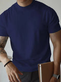 Spring Summer Trendy Mens T-shirts Mock Neck Short Sleeve Slim Casual T Shirt For Men Clothes Fashion Solid Color Pullovers