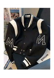 American Fashion High-end Baseball Uniform Embroidered Letters Black White Color-blocking Niche Fat Girl Cardigan Top Coat Chic