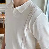 Casual Mens Short Sleeve Slim Polo Shirt Summer Fashion Solid Color Lapel Knit Polos Men Shirts Vintage Knitting Pullovers