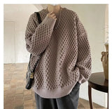 American style trendy men and women retro round neck personalized sweater couple autumn and winter lazy style casual knitted top