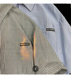 Japanese Striped Fashionable Short-sleeved Shirt Men Summer Thin Fashion Loose and Versatile Student Casual Shirt Aesthetic