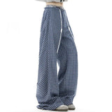 Men Checkered Casual Pants American Retro Loose Straight Pants Man Fashion Plaid Streetwear Spring New Hip Hop Trousers