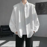 Sleek Drape Shirt Innovative Faux Two-Piece Design Modern Layered Look Stylish Comfortable Fabric Trendy Chic New Fashion Forwar