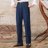 Luxury Naples Slim High Waist Denim Pants Fashion Navy American Retro Premium Elegant Jeans Men's Leisure Commuting Trousers