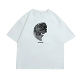 Men's T-shirts Oversized 5XL Cotton T Shirt White for Men Casual Summer Wear Planet Print Tee Shirts Men Clothing Big Size