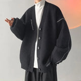 Knitted Cardigan Male Solid Color No Hoodie Long Sleeve Men's Sweaters Open Cable Designer Top Casual Jackets Y2k Vintage Woven
