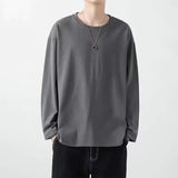 Spring Autumn Fashion Round Neck Long Sleeve Solid Color Tees Men's Clothing Casual Loose Japanese Style Chaopai Thin T-Shirts